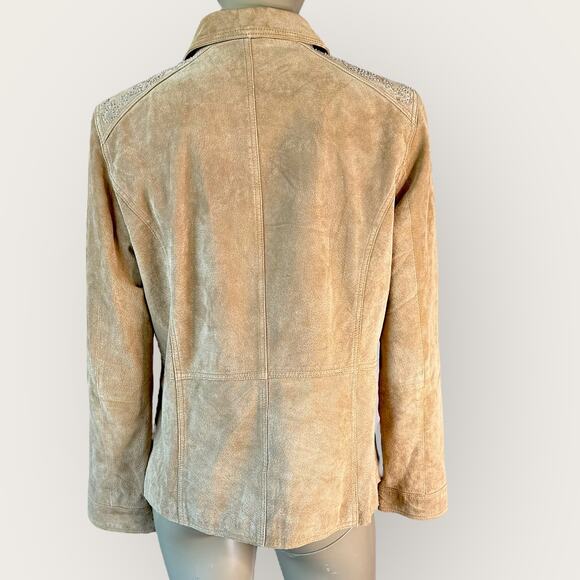 Brandon Thomas Vintage Suede Leather Button Up Jacket Western Women Size M Tan - Picture 2 of 15